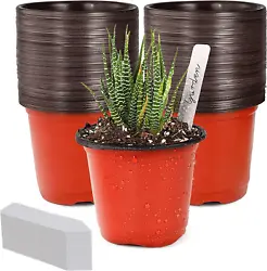 Seed Starter Pots : 100pcs small planter nursery pots with 100 labels. Perfect samll size plastic pots for plants,...