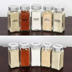 You can customize your spice rack as best suits you. PREMIUM QUALITY JARS: Premium heavy duty glass spice bottle jars....