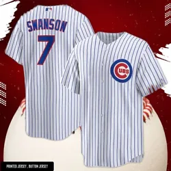 This No#7 Dansby Swanson Chicago Cubs Baseball Jersey - White Royal Uniform Shirt New - is all over printed 3D Baseball...