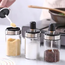 Spoon and lid in a type design, avoid dropping spoon, clean and sanitary. - Spice Jar. Ideal to hold seasonings, such...
