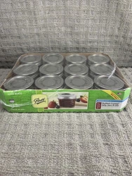 Ball Glass Mason Jars / Lids / Bands Quilted Crystal 4oz Regular Mouth 12 Pack. Jars are brand new still sealed. Please...