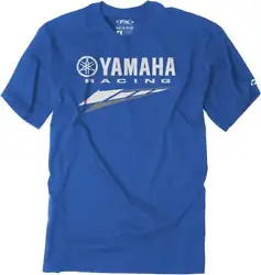 The Yamaha Striker T-Shirt features a royal blue soft cotton t-shirt with white and gray screen printing.