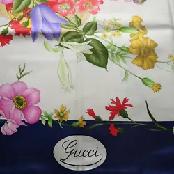 Scarf by GUCCI. Color: navy. Material: 100% silk.