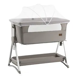 Co-sleeper: Providing Elastic fixing bands, keep the bassinet close tightly to your bed. One side column is removable....