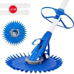 Upgraded Automatic Inground Above Ground Suction Swimming Pool Sweeper Vacuum Cleaner with 14 2.62 ft Hoses Blue and...