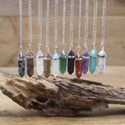 1PC Natural Quartz Crystal Stone Point Chakra Healing Gemstone Pendant Necklace. Material: Natural Stone. Quantity: 1...