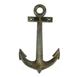 Verdigris green/gold finish. This Anchor Wall Decor will look great mounted on any door or wall and will add a nautical...