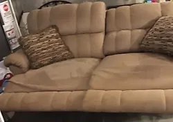 lazy boy recliner couch camel tan excellent condition. Both sides recline.controls on sides,no rips or stains,pet free...
