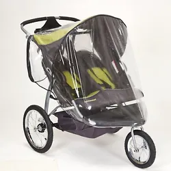 Sashas Rain and Wind Cover is custom designed and manufactured in the USA for the Baby Trend Expedition Double Jogger....