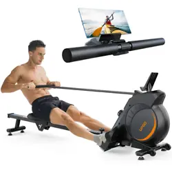 【Sufficient Resistance for all Fitness Levels】Our rower machine is equipped with a 10lbs flywheel and 8 level...