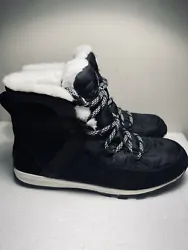 SOREL Black w/ White Faux Fur Waterproof Whitney? Lace Up Winter Boots 7.5 M Excellent conditionWorn once See all...