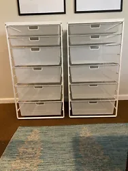 Pair of Two White Elfa Shelving Large Closet Organizer from the Container Store. Like new. 6 drawers in total. Top two...