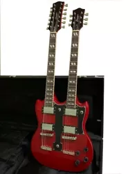 Cozart Trans Red 12/6 Double Neck electric guitar. Mahogany body and necks.