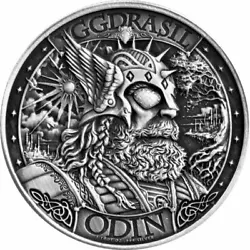 ODIN Asgard 1 troy oz Fine Silver Round Mythical Cities Series Antique Finish. THIS IS A GREAT COLLECTORS PIECE!