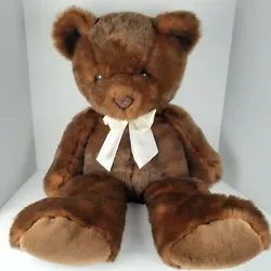 Wishpets Truffles (2000) big brown teddy bear with ivory bow. Excellent pre-owned condition, small scratch on nose.