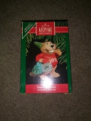 Hallmark Keepsake Christmas Ornament Happy Woodcutter 1990 Beaver Chainsaw Tree. Condition is 