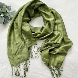 Stem green Pashmina Fringe Scarf wrap shawl Paisley bohemian. Great condition! Pashmina fringe scarf Rectangular Tied...