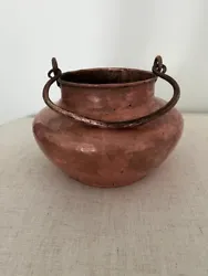 This vintage pure copper hammered pot with handle was hand made in the 1960s. It is high quality and has original...