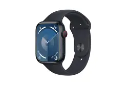 Apple Watch Series 9 GPS + Cellular Aluminium Minuit Bracelet Sport Band M/L 45 mm - Montre connectée 4G LTE -...