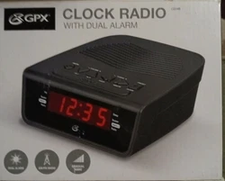 GPX C224B Dual Alarm Clock AM/FM Radio with Red LED Display new condition IN BOX. Has the instruction pamphlet. Back up...