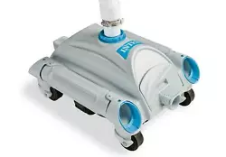 Intex automatic pool cleaner has a small brush underneath its cleaner base that can sweep the floor. Debris is blown by...
