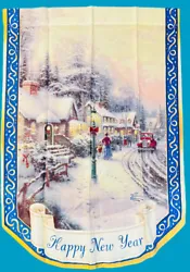 Thomas Kinkade The Hamilton Collection Year of Glad Tidings Yard Flag Happy New Year. Preowned in very good condition,...