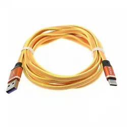Orange Braided 6ft Long Type-C USB Cable Wire Sync USB-C Power Data Cord [Rapid Charging] High Speed -...
