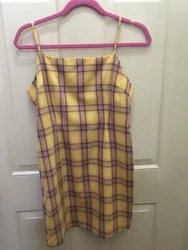 BB Dakota Womens Plaid Total Betty Dress Yellow Pink ~ Size 4.