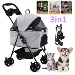 3-in-1 Carrier+car seat +stroller ,Dog Cat Pet Gear Foldable Pet Stroller Detachable Carrier. 【3-in-1 Pet...