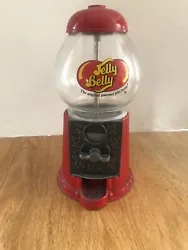 Used Vintage Jelly Belly Bean Gumball Dispenser Coin oper. machine, glass/metal. Mechanism appears to work and will...