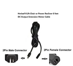 Lift Chair or Power Recliner Motor cable, 2 Pin Connection ( one round, one flat ). Cable Length: 6 feet.