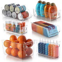 Clear Storage Bins with Handles Stackable Fridge Freezer Pantry Organizer Bins.