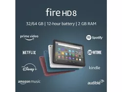 Amazon Kindle FireHD 8,10th Gen, 64GB, Blk, Wi-Fi Tablet, Refurbished, Excellent. (1) Fire HD 8 Tablet, 8