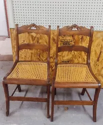 Set Of 2 Cane Bottom Chairs.