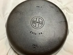 A very seldom used Griswold cast iron skillet in #7 size, measuring 9-3/4