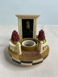Candle Jar Topper Pineapple On Door. 2 apple trees & a Welcome Matt.. Bin-45-15