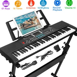 Multifunctional 61-key piano toy has 16 Tones, 10 Rhythms, 8 Panel Percussions and so on, allowing children to practice...