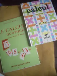Le lot de 2 manuels scolaires de Calcul école primaire des années 60. illustrés Scènes de vie de lépoque !