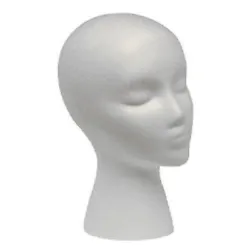 Styrofoam Foam Mannequin Wig Head Display Hat Cap. Head Circumference: Approx. Color: WHITE. Made in USA. A Great Tool...