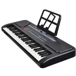 61 Key piano keyboard w/ Stand. Built-in 16 rhythms +40 Demo Songs +16 kinds of sounds, with vibrato, sustain and...