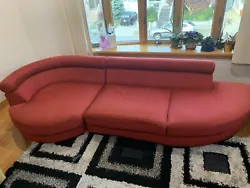 Roche Bobois couch sofa red color 2 pc sectional with 4 pillows. Condition is 