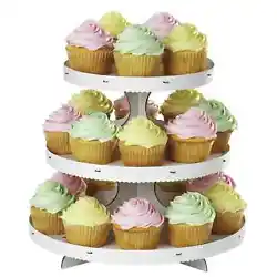 3-Tier Round Cupcake Stand Display Tower. Perfect stand for cupcakes, mini cakes, tarts, cookies, etc. Easy to put...