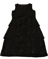 Tiana B. Tiered Sheath Black Dress Sequined Lace Cocktail Party Sz 8. Great Condition! Only wore a few times. There are...
