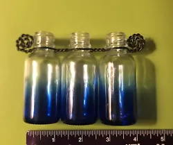 3 Blue Glass Flower Vases QUICK SHIPPING. These are all connected.