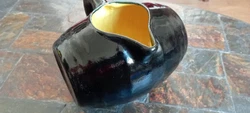 Vase Tonneau Jaune & Noir faience ceramique No Pol Chambost Elchinger.  Dim: H 14 x L 18 cm  Ni fêles ni éclats