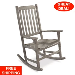 Oversized Rocking Chair Solid Wood Slat Back And Seat 400-Lb. Capacity Driftwood. Ventilating slat back and seat. Slat...