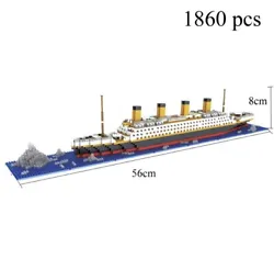 Blocs de construction de bateau en plastique Titanic 3D pour adultes, Micro Mini briques, Kits de jouets à assembler,...