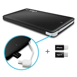 Conception ultra mince, un câble micro USB intégré avec iPhone et adaptateurs USB-C. La vCard + est livrée avec des...