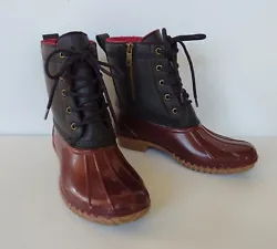 They have a great color combination in burgundy and black. They are a lace up style but do have a zipper on the inside...