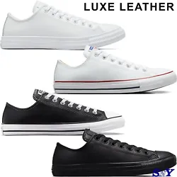 Luxe leather for a smooth look and feel. Chuck Taylor All Star Leather. Vulcanized rubber soles for increased traction....